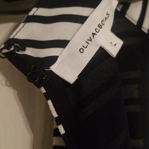 Olivaceous Dress Blue White Striped Halter - Picture 4 of 6